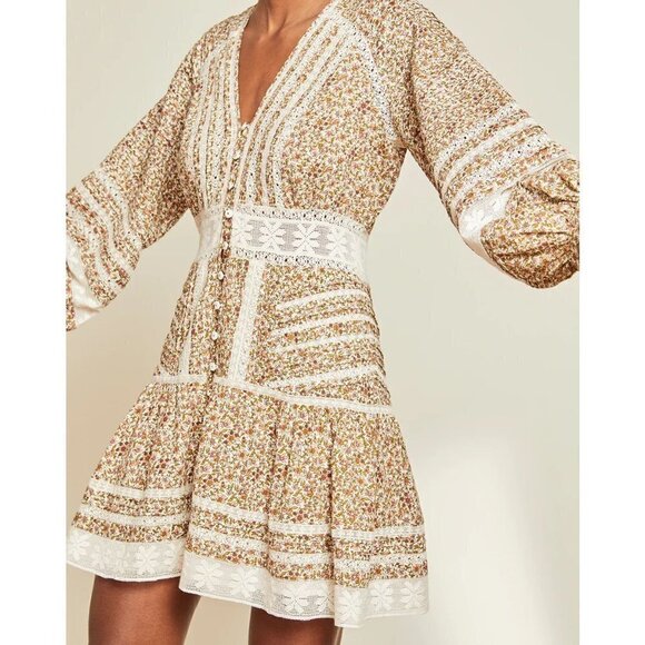 VERONICA BEARD Addilyn Floral Dress in Stone Multi Size 4 - Picture 16 of 16